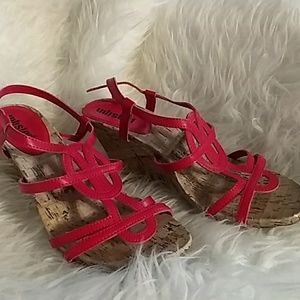 Unlisted, wedge sandals, bright pink. Sz 7.5